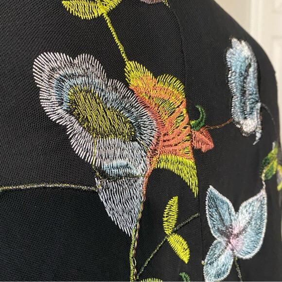 Honey punch black kimono w embroidered floral boho garden girl whimsigoth large - Picture 8 of 8